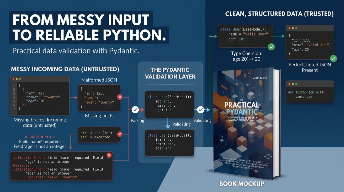 From messy untrusted input through the Pydantic validation layer to clean structured data